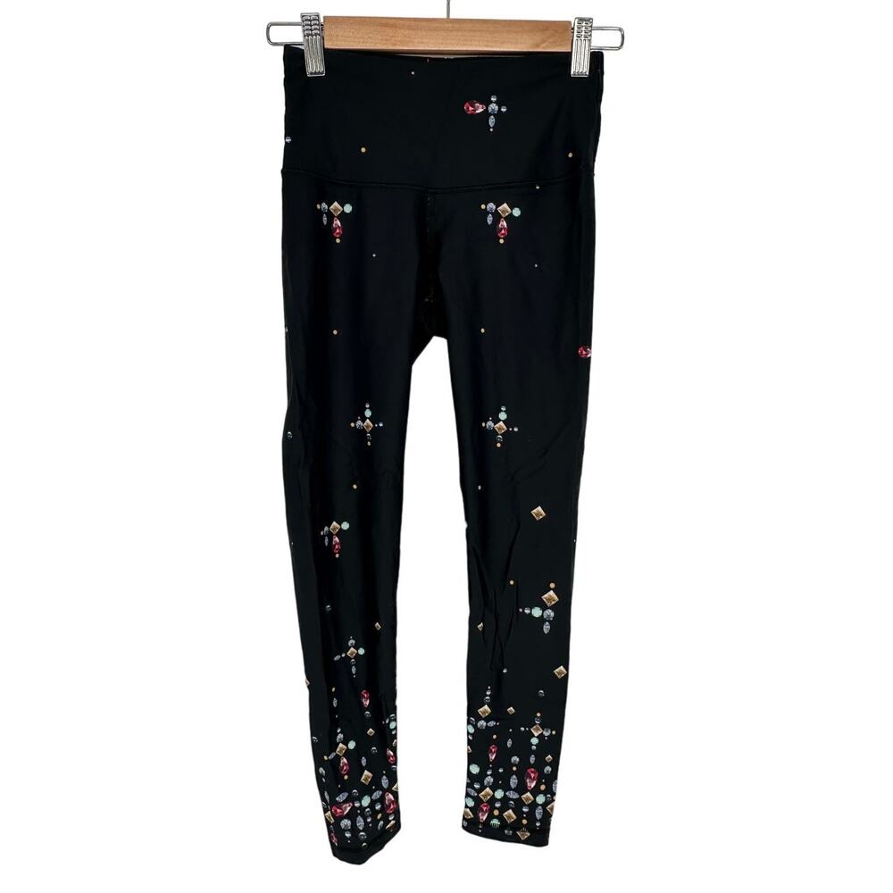 Victoria's Secret Sport Jewel Print Leggings XS Black High Rise Activewear Gym - Picture 2 of 6